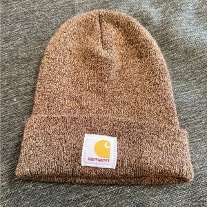 Carhartt Heather Brown Knit Beanie with patch in the front